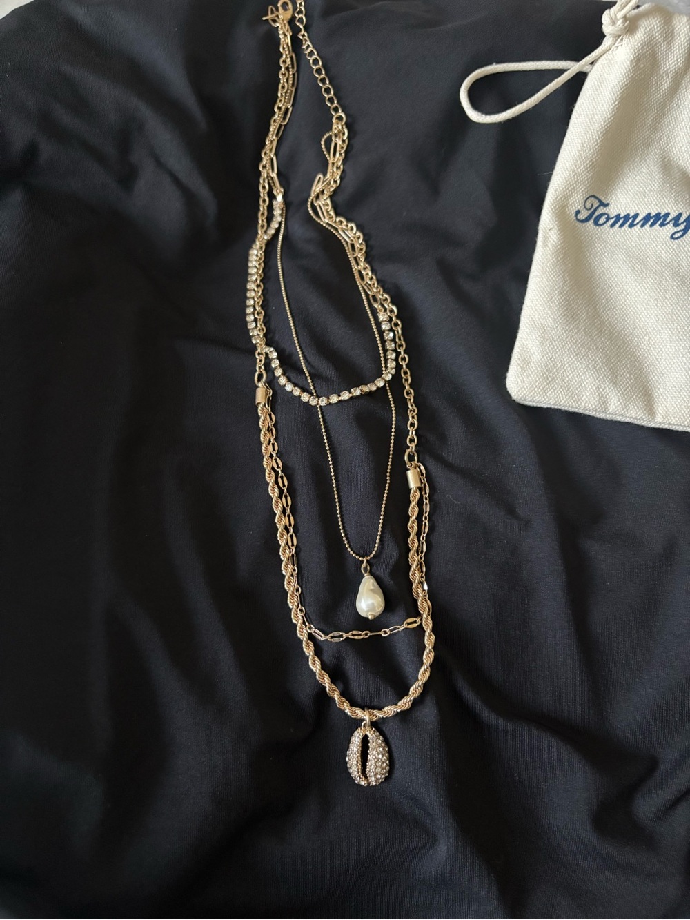 Tommy Bahama Gold-Tone Layered Necklace with Pearl and Crystal Shell Pendant